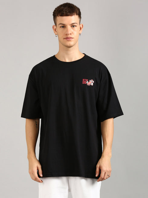 Black Oversized Printed T-shirt